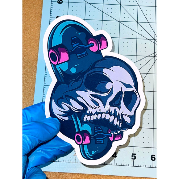 Skateboard Skull High Quality Water Resistant Sticker Decal - Picture 4 of 4